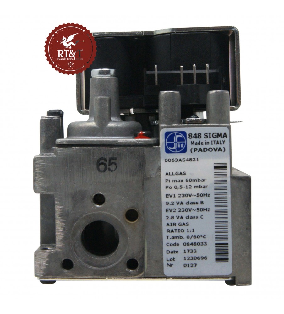 Gas valve SIT 848033 Fondital boiler Gazelle Techno Premix, Windor Plus Premix 6YVALGAS01